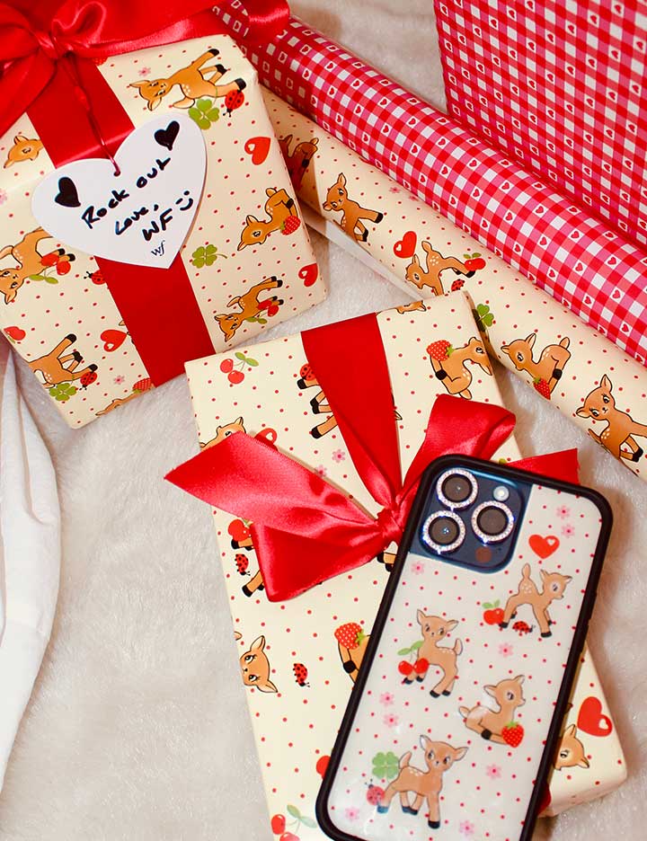 Oh Deer and Red Gingham Hearts Gift Wrap - 2 pack Wildflower Cases