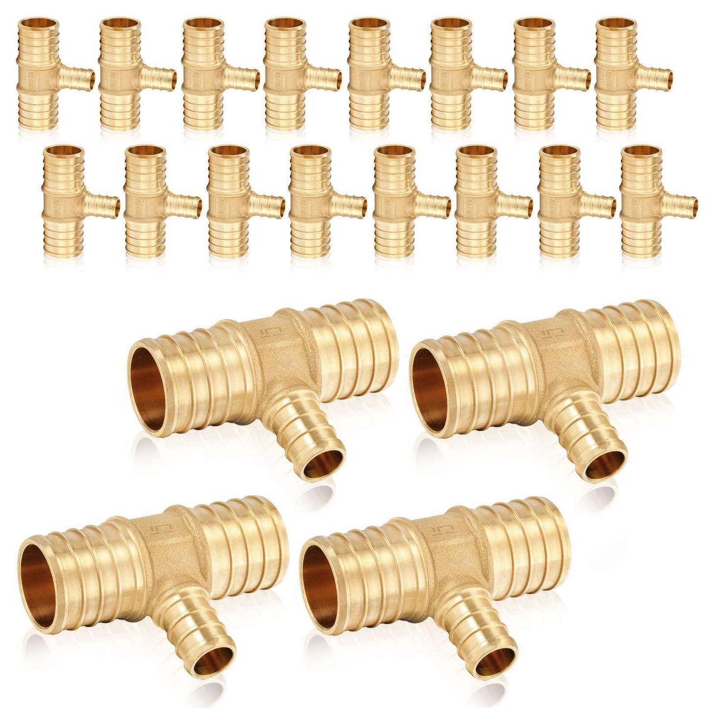 30 Pcs PEX-B Crimp 1" PEX x 1" PEX x 1/2" PEX Reducing Tee (Lead Free)