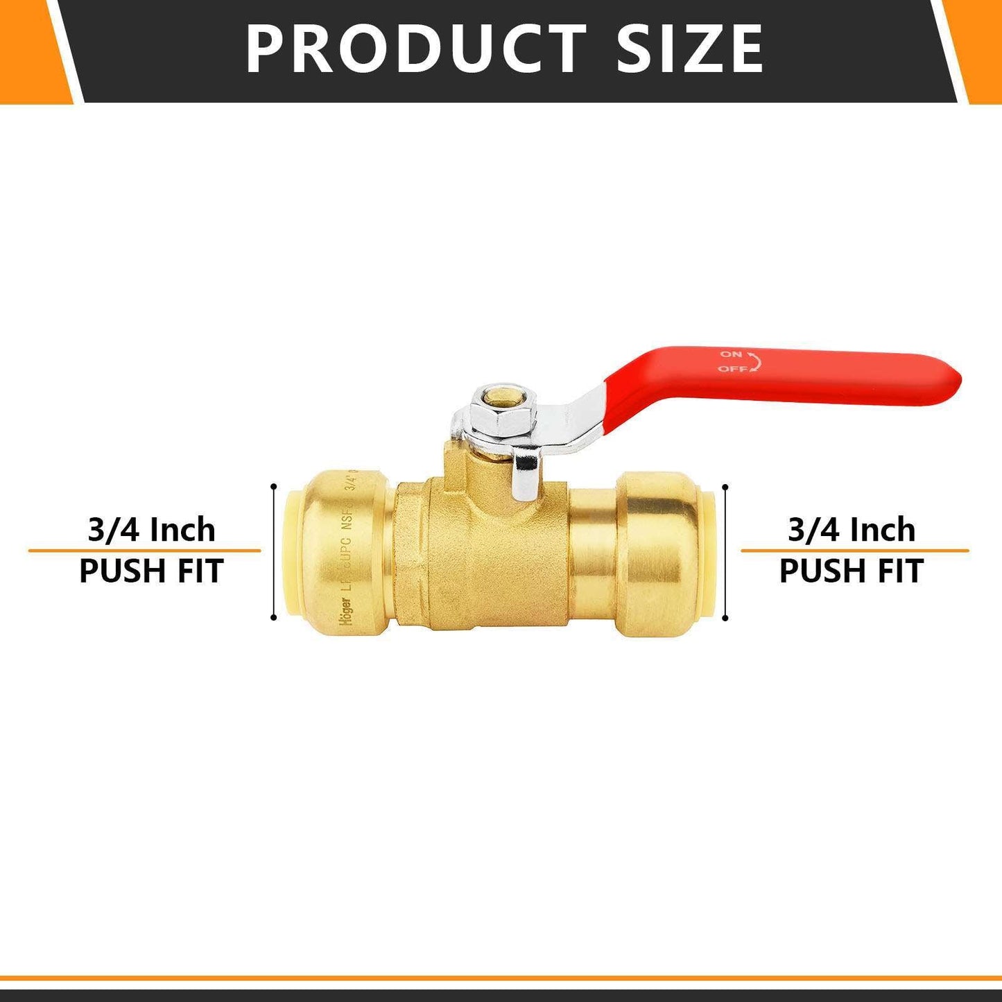 10 Pcs 3/4" Push Fit Ball Valve, Red (Lead Free)