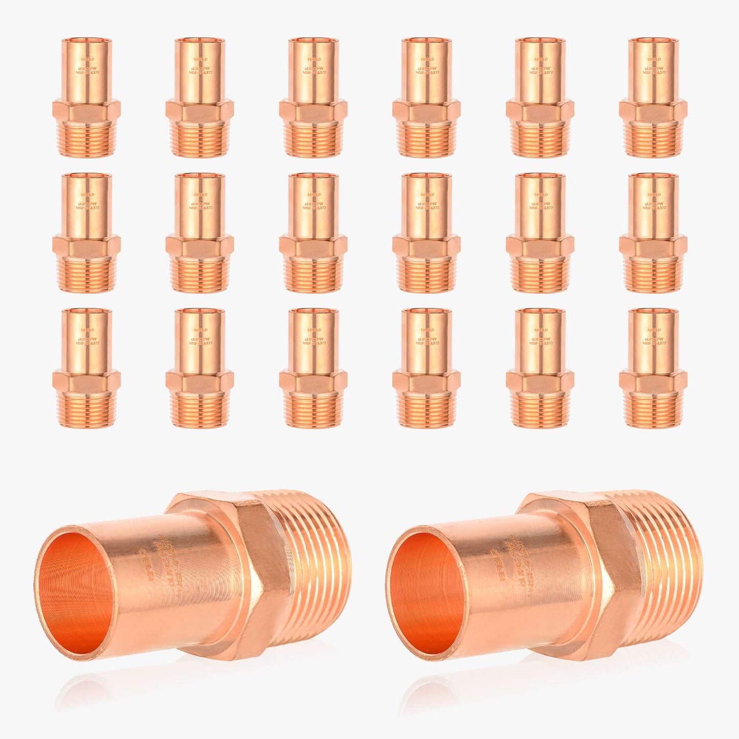 30 Pcs 3/4" FTG Press x 1/2" Male Threaded Copper Street Adapter (Lead Free)