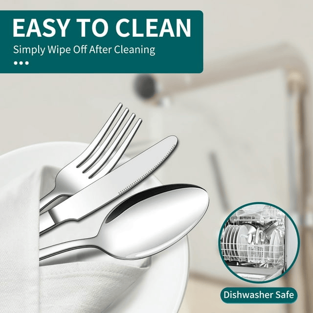 20 Piece Heavy Duty Silverware Set, ENLOY Stainless Steel Solid Flatware Cutlery for 4, Modern & Elegant Design, High Quality Gift EasyOptionXY LLC