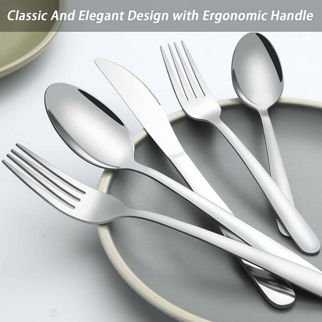 Bestdin Silverware Set, 60 Pieces Stainless Steel Flatware Set for 12, Include Fork Knife Spoon Set, Mirror Polished, Dishwasher Safe, Cutlery Set for Home Kitchen Restaurant EasyOptionXY LLC