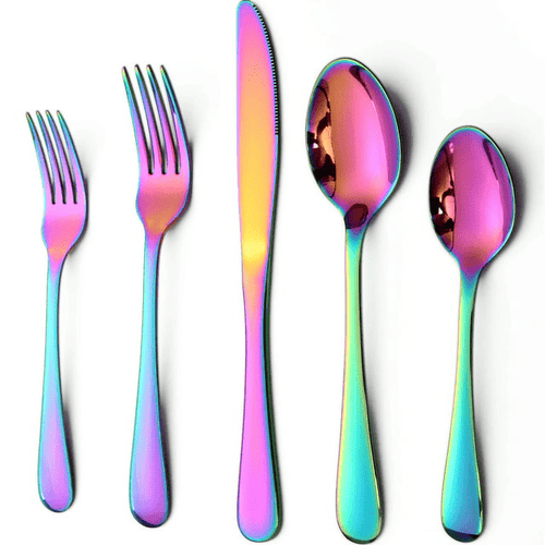 Lorena 20 Piece Silverware Flatware Cutlery Set, Stainless Steel Utensils Service for 4, Rainbow EasyOptionXY LLC