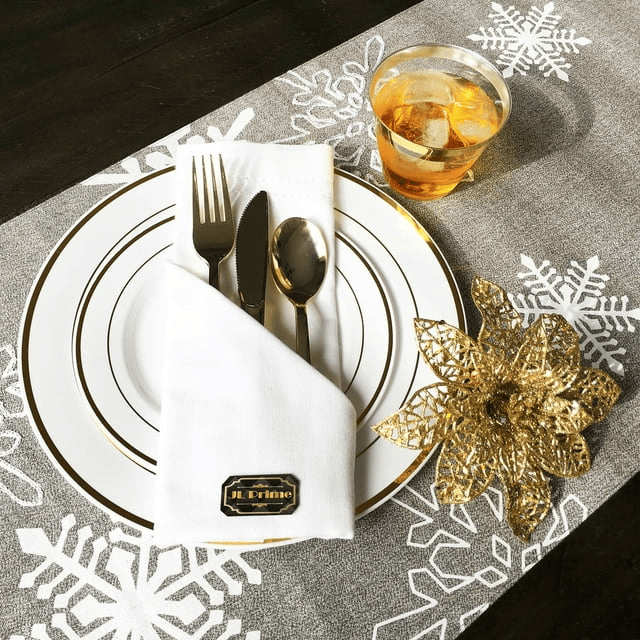 JL Prime 120 Piece Gold Plastic Silverware Set, Re-Usable Recyclable Plastic Cutlery, Gold Plastic Utensil, 40 Forks, 40 Spoons, 40 Knives, Great for Wedding, Anniversary, Rehearsal, Shower Events EasyOptionXY LLC