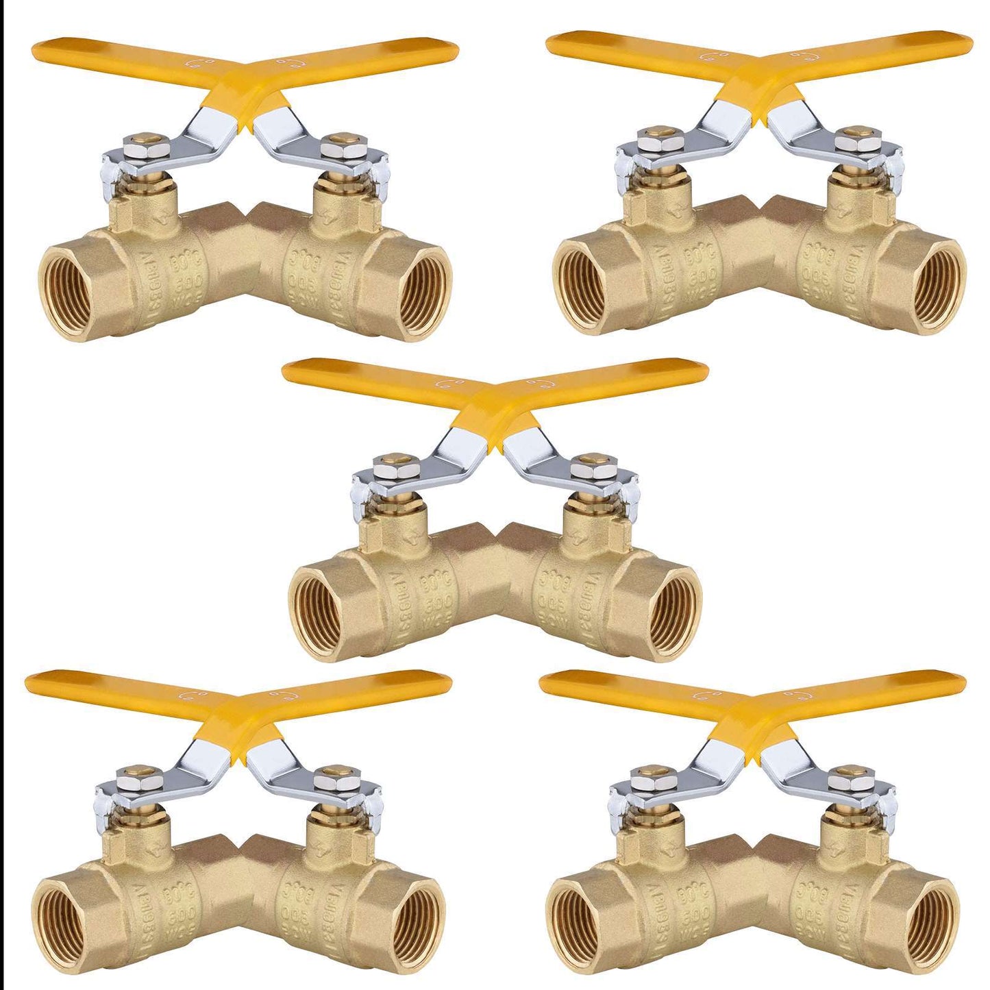 10 Pcs 1/2" FNPT Ball Valve, Yellow (Lead Free)