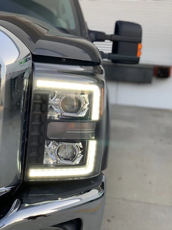 AlphaRex 11-16 Ford Super Duty LUXX-Series LED Projector Headlights Alpha-Black