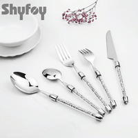 SHYFOY Silverware Set Cutlery Stainless Crushed Diamond Home Decor 5 PCS , Silver, 1 Set EasyOptionXY LLC