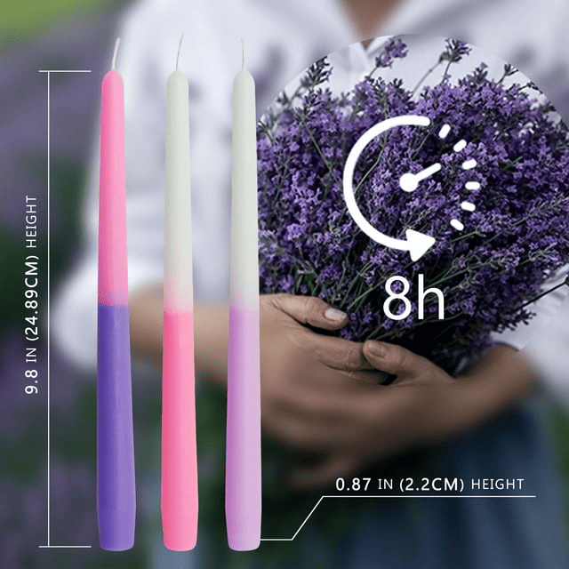 FCMSHAMD 10'' Lavender Scented Taper Candles - Dripless (6 Pack) EasyOptionXY LLC