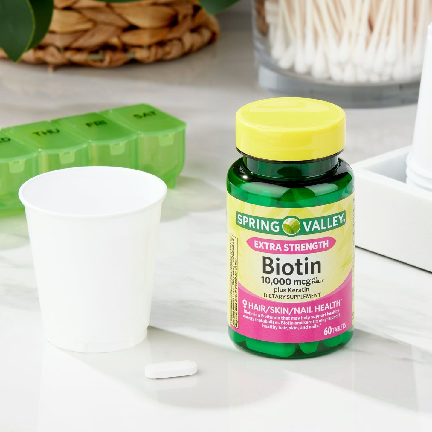 Spring Valley Extra Strength Biotin Plus Keratin Dietary Supplement; 10; 000 mcg; 60 Count EasyOptionXY LLC