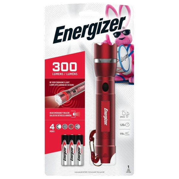 Energizer Hand Held LED Light With Beacon and Whistle, 300 Lumen Emergency Flashlight, Batteries Included EasyOptionXY LLC