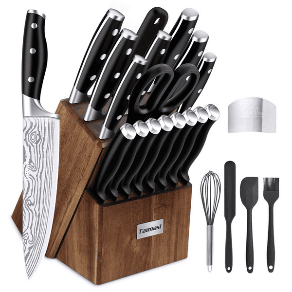 23 Pcs Kitchen Knife Set with Block, High Carbon Stainless Steel Chef Knife Set, Ultra Sharp, Full-Tang Design EasyOptionXY LLC