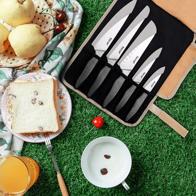Hecef 11-Piece Kitchen Knife Set, Stonewashed Steel Ultra Sharp Japanese Chef knives with Roll Bag and Sheaths EasyOptionXY LLC