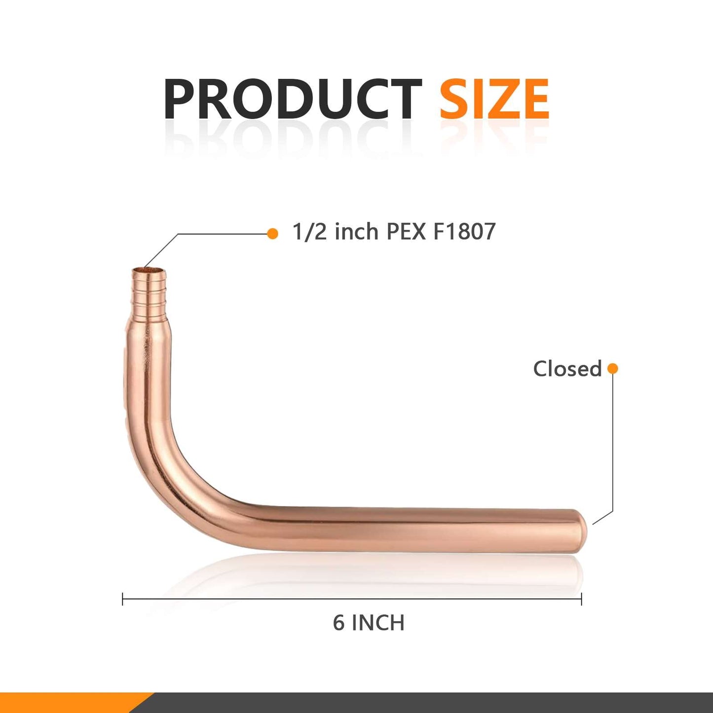 PEX Crimp 1/2" 6" Copper Stub