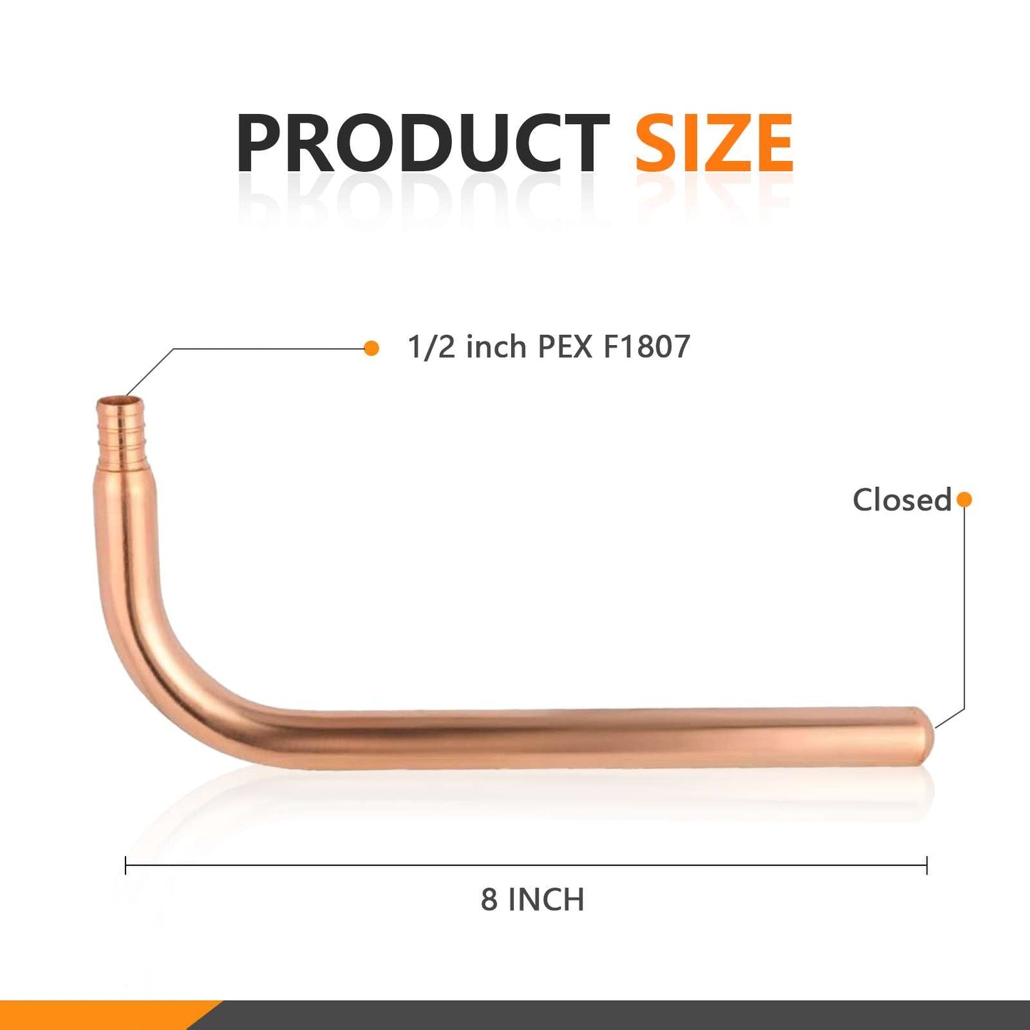 PEX Crimp 1/2" 8" Copper Stub