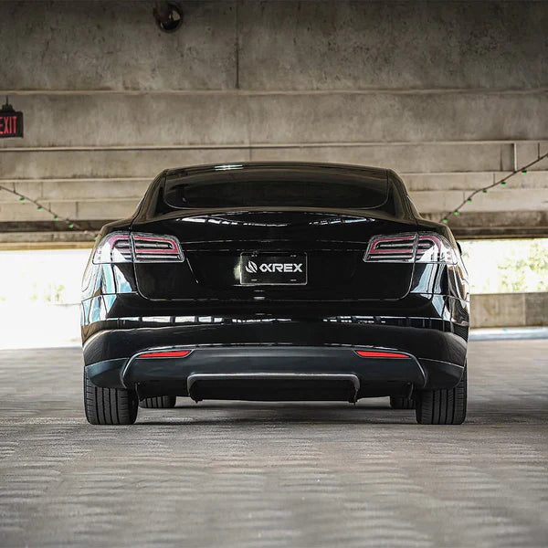 AlphaRex 12-21 Tesla Model S LUXX-Series LED Tail Lights Black Smoke (With Black Trunk Center Piece Replacement)