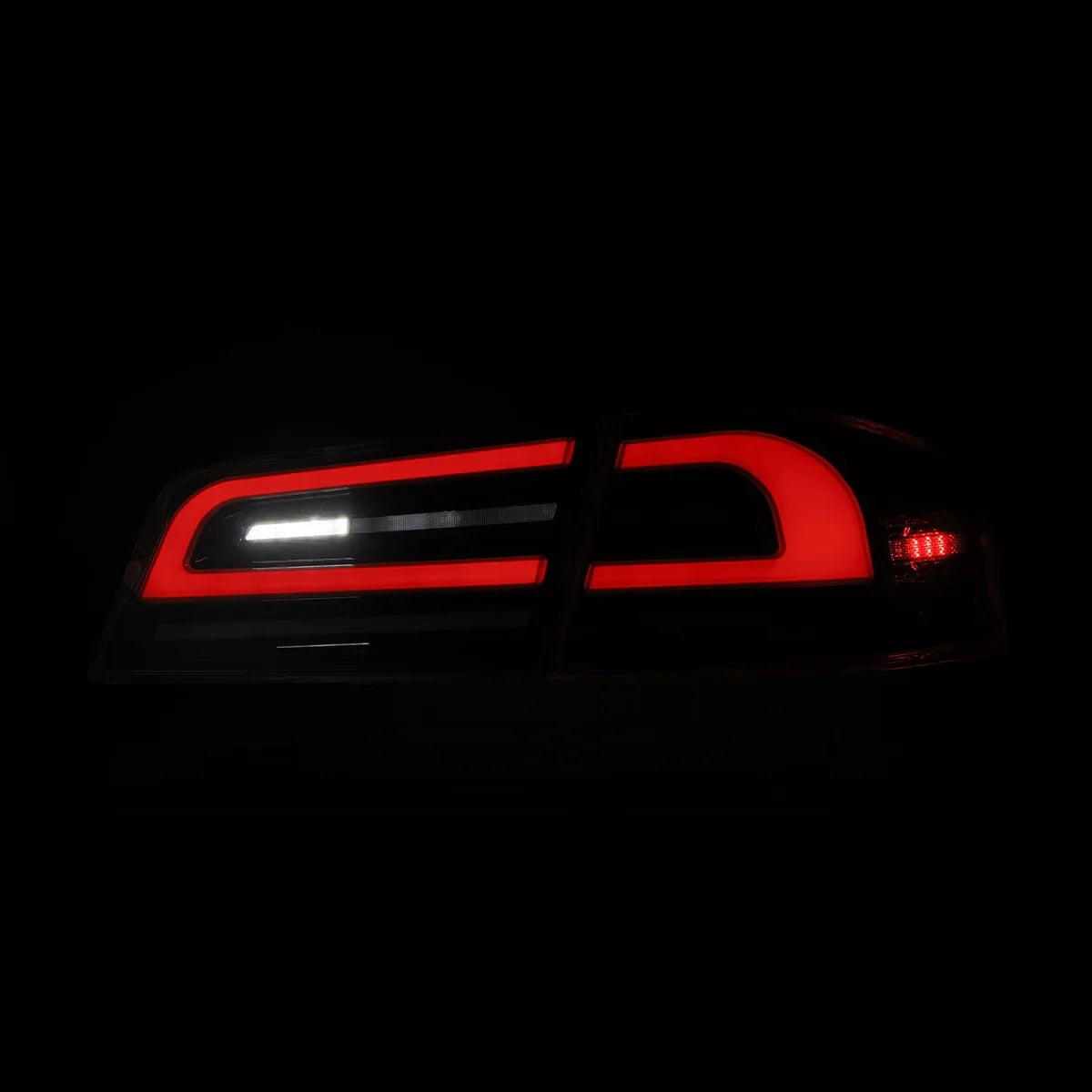 AlphaRex 12-21 Tesla Model S LUXX-Series LED Tail Lights Black Red (With Black Trunk Center Piece Replacement)