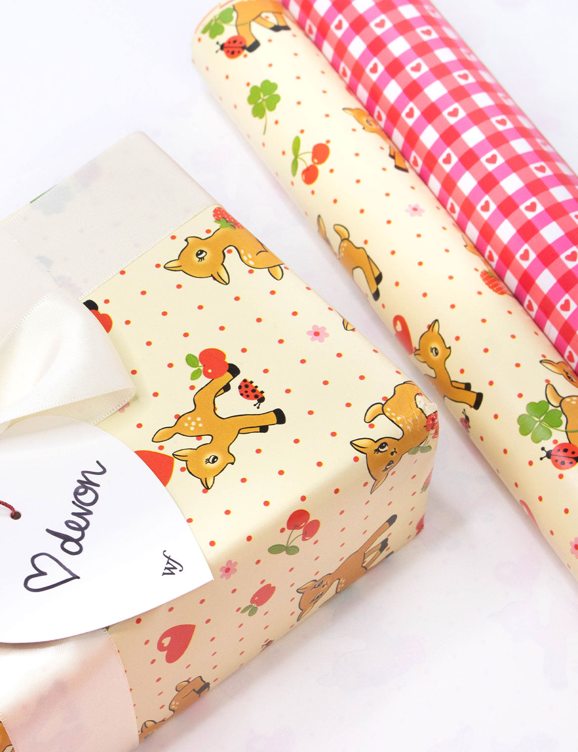 Oh Deer and Red Gingham Hearts Gift Wrap - 2 pack Wildflower Cases
