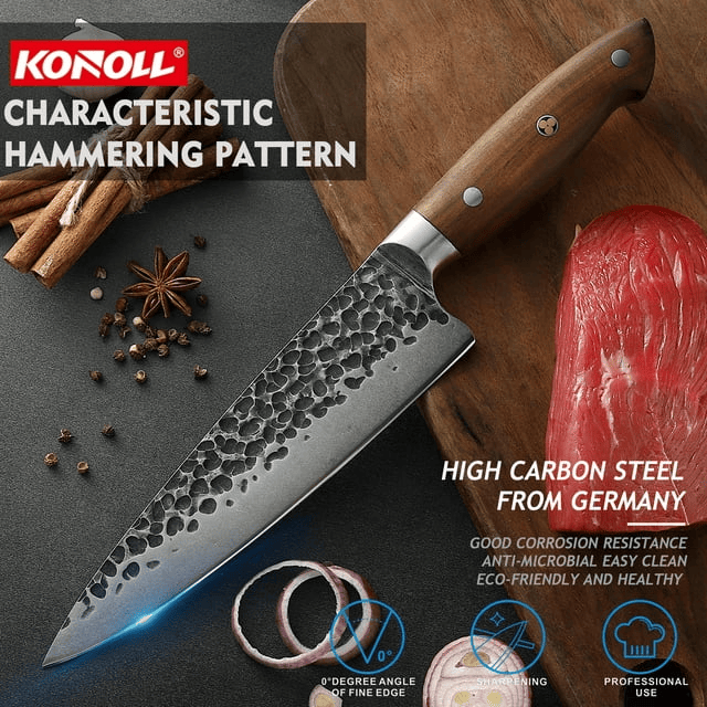 KONOLL Chef Knife Forged Handmade 8 inch Professional Kitchen Knife, HC Stainless Steel with Full Tang Wood Handle EasyOptionXY LLC