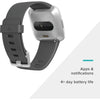 Fitbit Versa Lite Edition Smartwatch Silver Aluminum Case Charcoal Silicone Band EasyOptionXY LLC