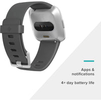 Fitbit Versa Lite Edition Smartwatch Silver Aluminum Case Charcoal Silicone Band EasyOptionXY LLC