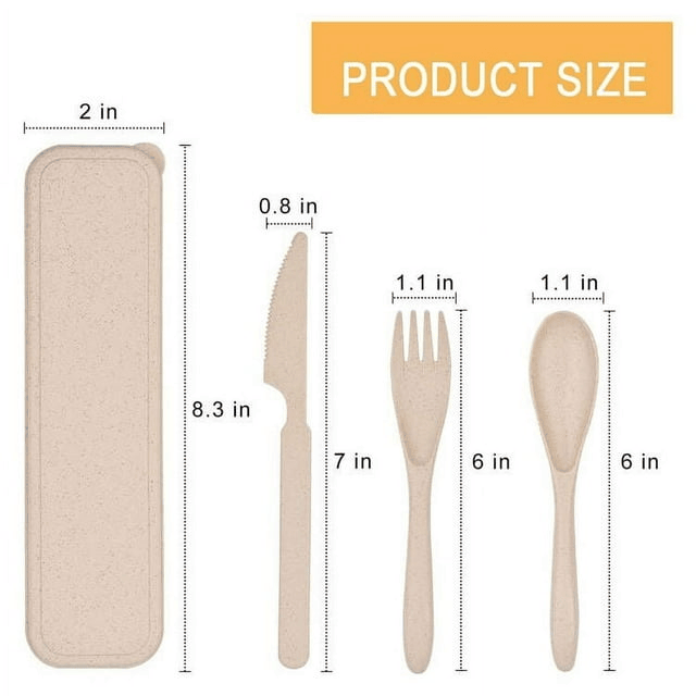 2 Pack Reusable Travel Utensils Set with Case, Wheat Straw Portable Knife Fork Spoons Tableware, Eco-Friendly Cutlery for Kids Adults Travel Picnic Camping Utensils, Green and Beige EasyOptionXY LLC