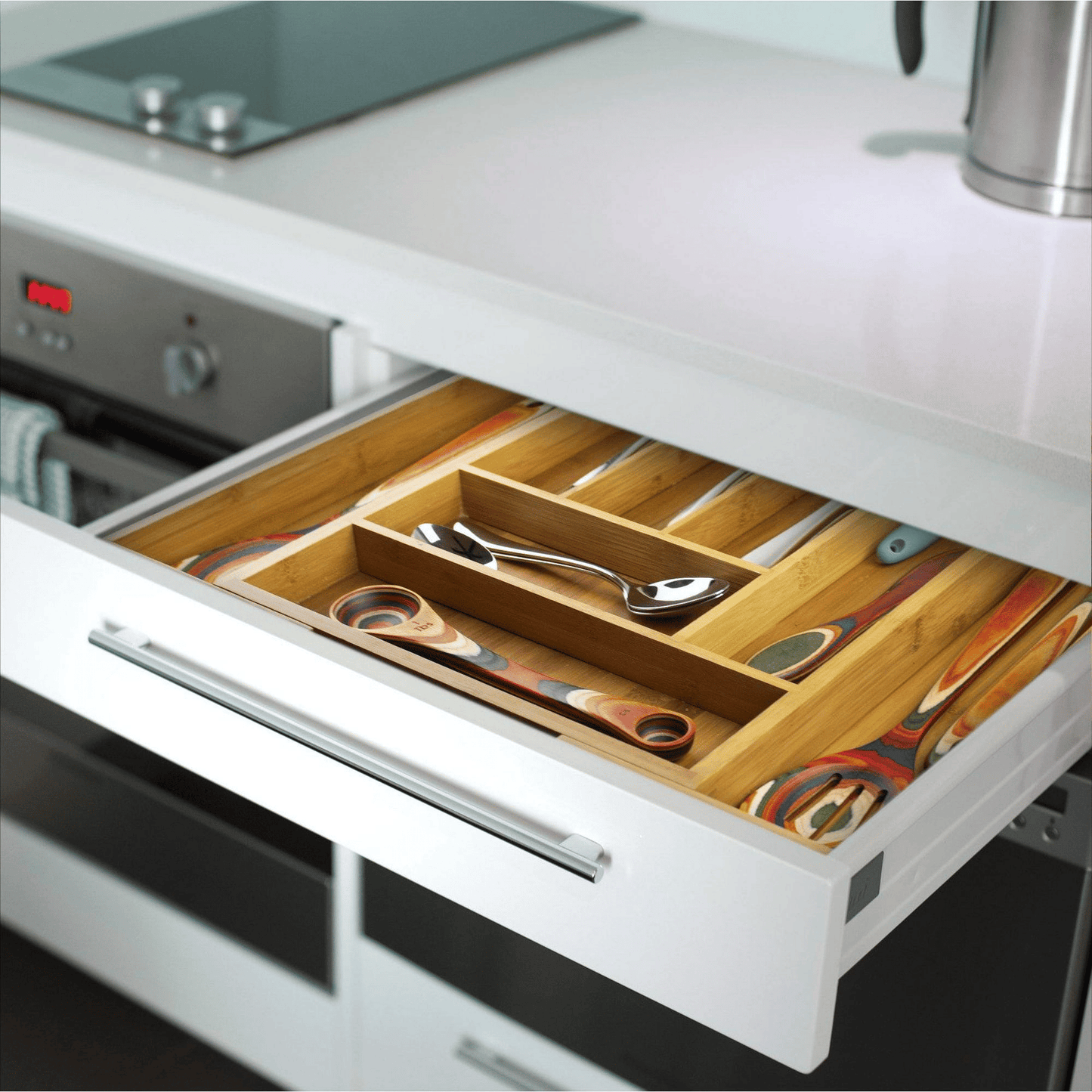 Totally Bamboo Kitchen Drawer Organizer, Expandable Silverware and Utensil Holder, 8 Compartments with Dividers EasyOptionXY LLC