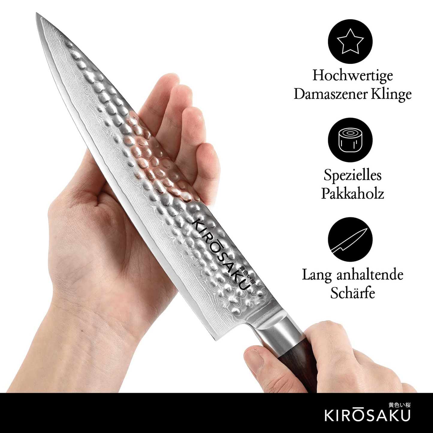 Kirosaku Premium Damascus Kitchen Knife 20cm - Extremely Sharp Kitchen Knife Made EasyOptionXY LLC