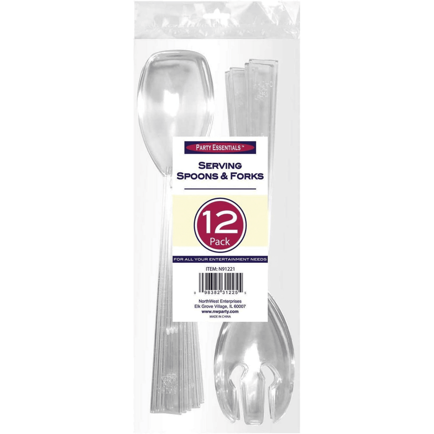 1 - Party Essentials 9.5" Serving Fork & Spoon Sets - Clear 12 Ct. EasyOptionXY LLC