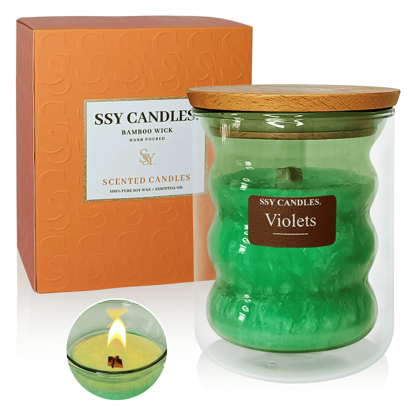 Violet Scented Candles for Home - Jar Candles 8.4 oz - Wooden Wick Candles - Candles Gifts for Women - Aromatherapy Candles EasyOptionXY LLC