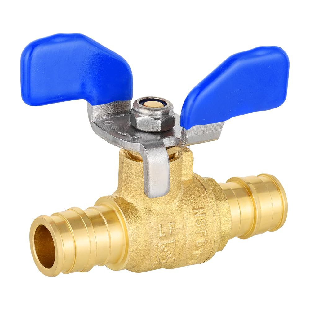 10 Pcs 1/2" PEX-A Expansion Butterfly Ball Valve, Blue (Lead Free)