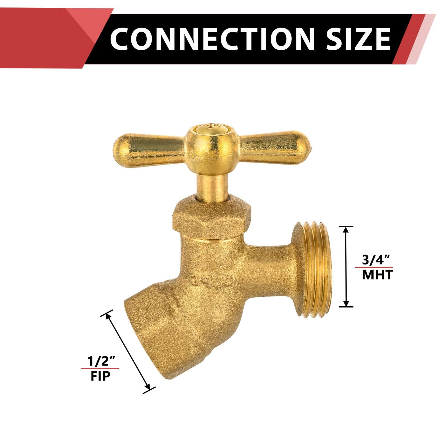 10 Pcs 1/2" FIP x 3/4" MHT Brass No-Kink Hose Bibb (Lead Free) Plumbingsell