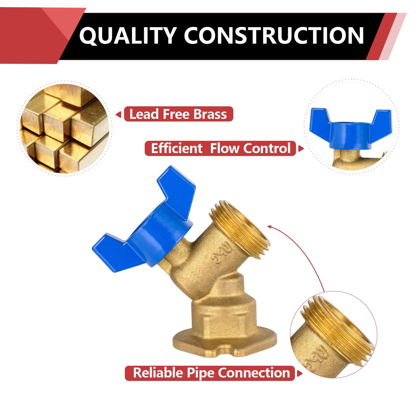 10 Pcs 1/2" FIP x 3/4" MHT Outlet, 1/4 Turn Sillcock