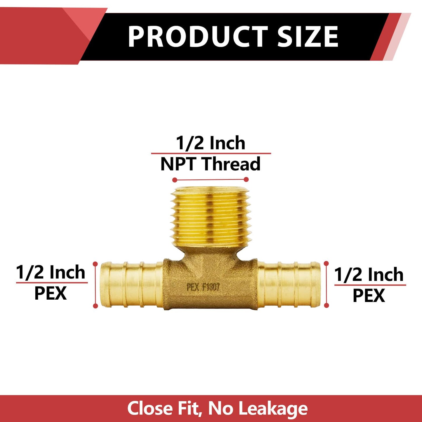 PEX-B Crimp Male Tee 1/2" PEX x 1/2" PEX x 1/2" Male Tee (Lead Free)