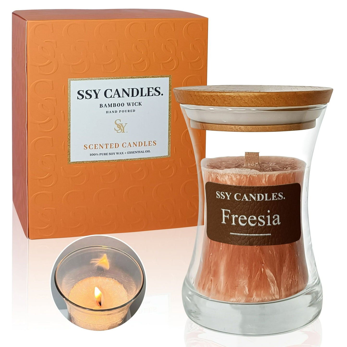 Freesia Scented Candles for Home-Jar Candles 3.5 oz Burn Time 10+H - Wooden Wick Candle-Candles Gift for Women EasyOptionXY LLC