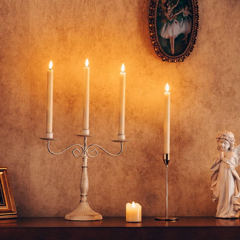 Chamvis Flickering Ivory Flameless LED Battery Operated Taper Plastic Candles 3D Wick Lights 6PK with Remote Control with Timer for Home Decor Halloween Christmas Wedding EasyOptionXY LLC