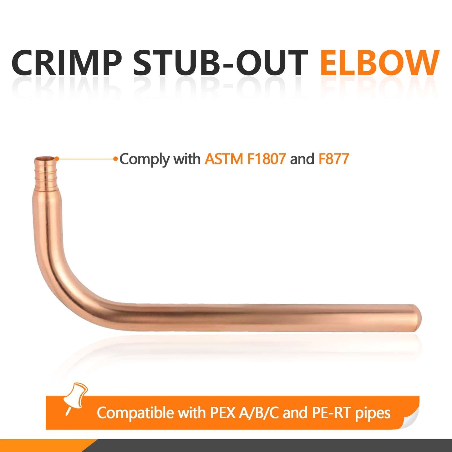 PEX Crimp 1/2" 8" Copper Stub