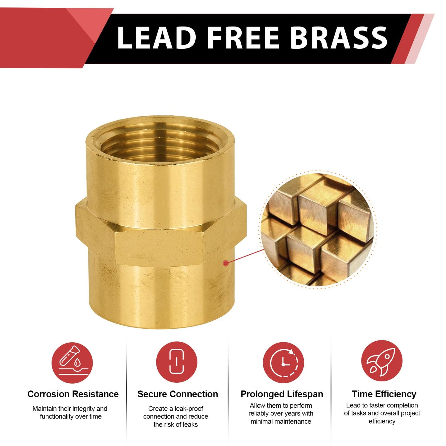 30 Pcs 3/8" Female NPT Brass Hex Connector