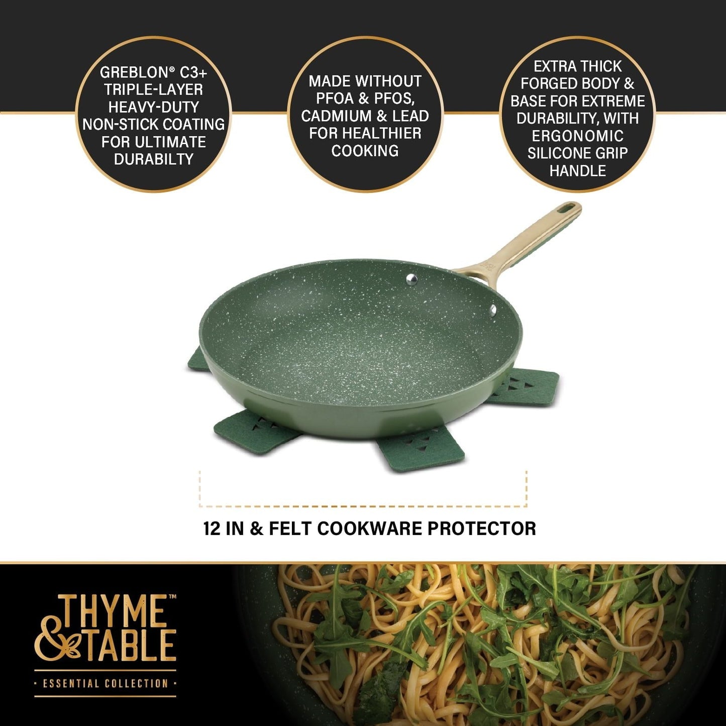Thyme & Table Non-Stick 12" Supreme Fry Pan, Olive EasyOptionXY LLC