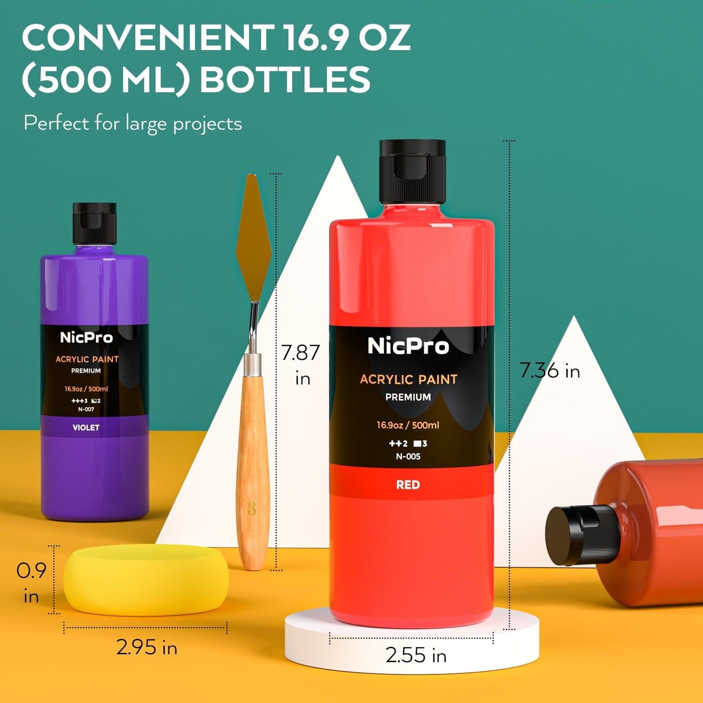Nicpro Acrylic Paint, 14 Colors Acrylic Paint Set, 16.9oz/500ml Bottles, Rich Art Painting Supplies for Artists, Beginners and Kids on Canvas Wood Leather Fabric Stone Craft EasyOptionXY LLC