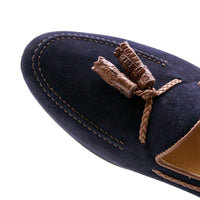 Zelli Italia 16-584-NVY NAPLES Italian Kid Suede with Embossed Crocodile Tassel