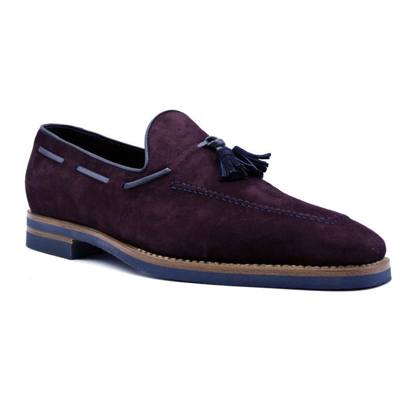 Zelli Italia 16-625-BDX CRAWFORD Sueded Goatskin & Crocodile Tassel Loafer,