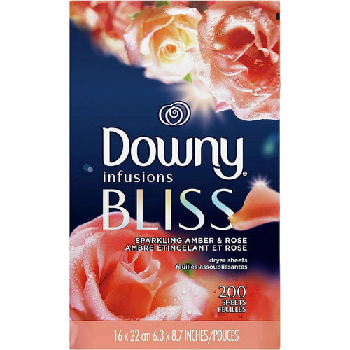 Downy Infusions Dryer Sheets, Laundry Fabric Softener, Bliss, Sparkling Amber & Rose, 200 Count. EasyOptionXY LLC
