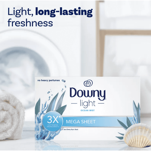 Downy Light Mega Dryer Sheets, Fabric Softener Dryer Sheets, Ocean Mist, 130 Count EasyOptionXY LLC
