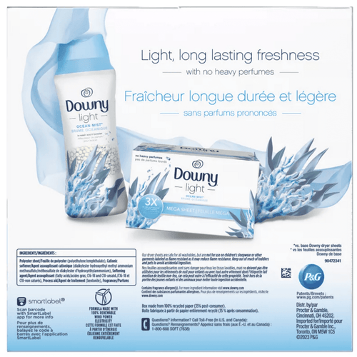 Downy Light Mega Dryer Sheets, Fabric Softener Dryer Sheets, Ocean Mist, 130 Count EasyOptionXY LLC
