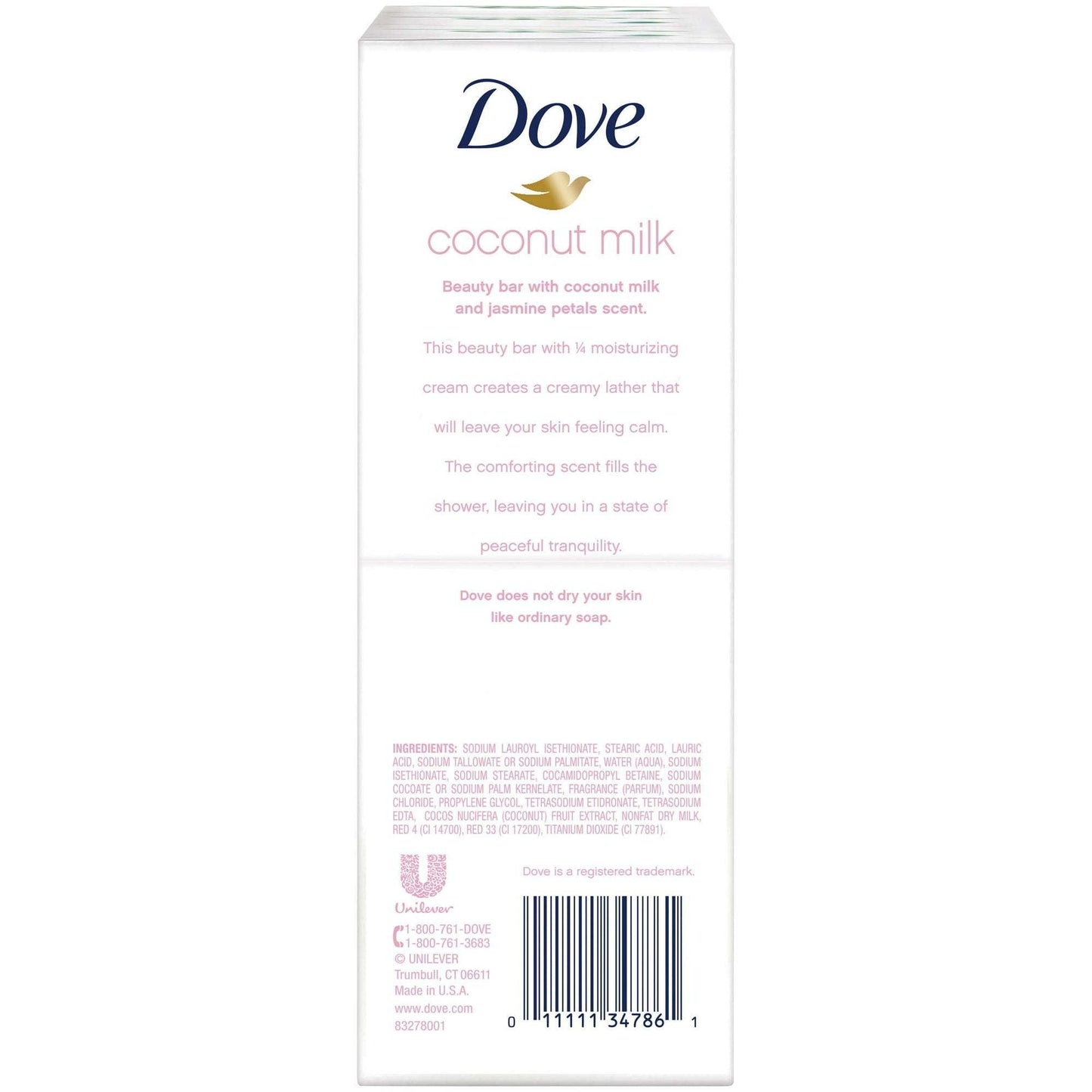 Dove Restoring Coconut Cocoa Butter Beauty Bar Soap All Skin Type 3.75 oz, 6 Counts EasyOptionXY LLC