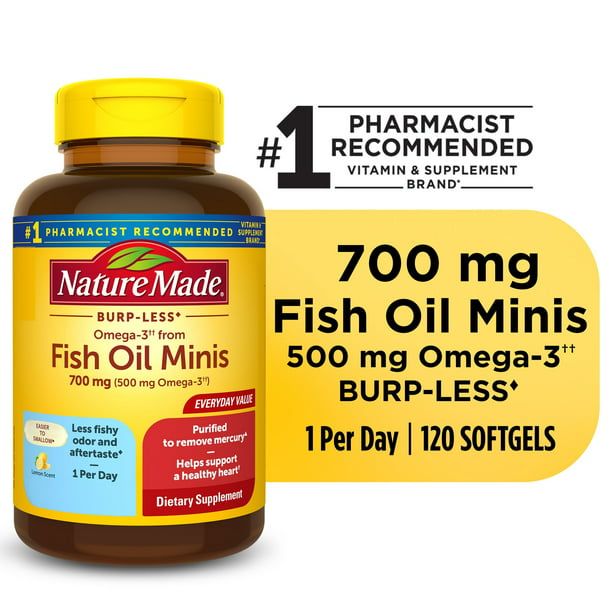 Nature Made Burp Less Omega 3 Fish Oil Supplements 700 mg Minis Softgels; 120 Count EasyOptionXY LLC