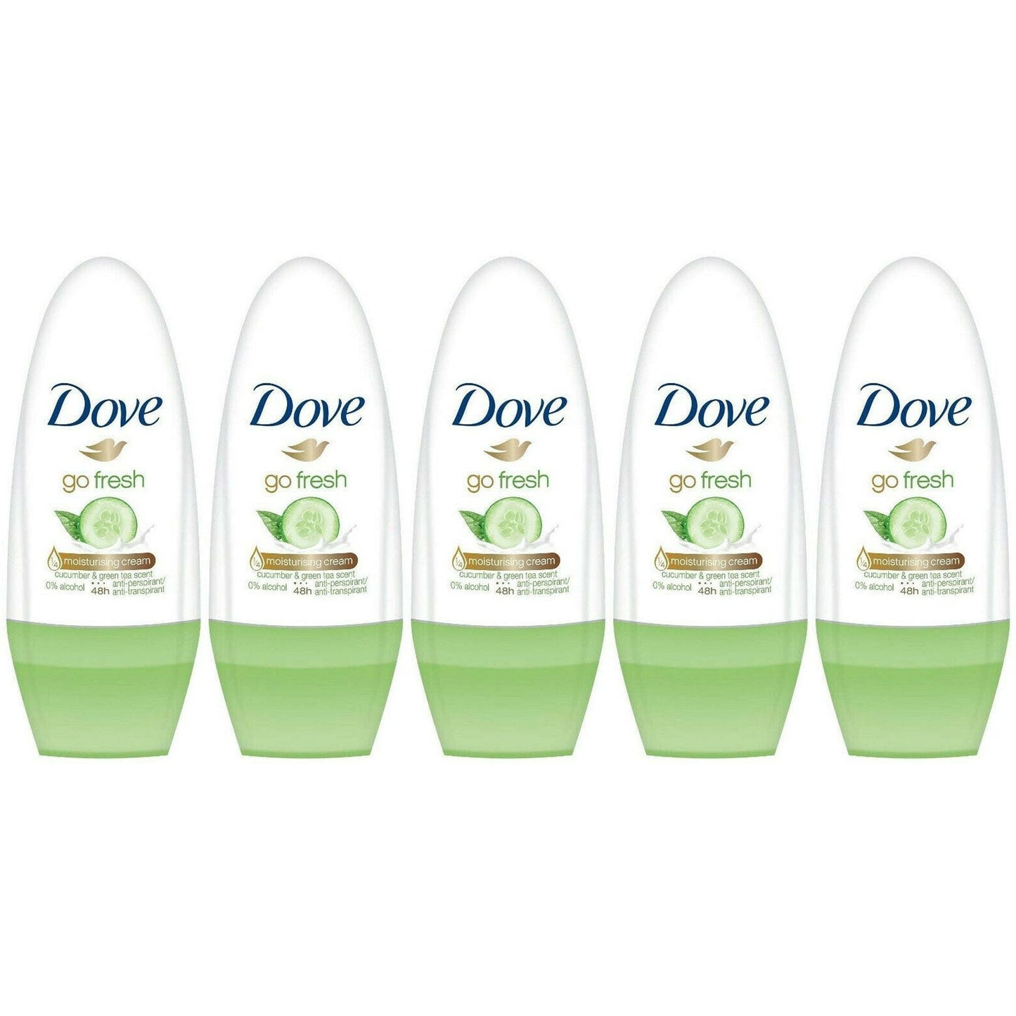 Dove Go Fresh Cucumber & Green Tea Scent Antiperspirant Roll-on, 50 Ml / 1.7 Ounce (Pack of 5) EasyOptionXY LLC