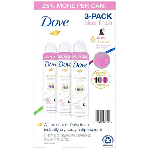 Dove Women's Invisible Dry Spray Antiperspirant Deodorant, 4.8 Ounce (3 Pack) EasyOptionXY LLC