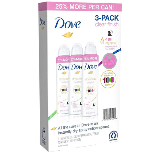 Dove Women's Invisible Dry Spray Antiperspirant Deodorant, 4.8 Ounce (3 Pack) EasyOptionXY LLC