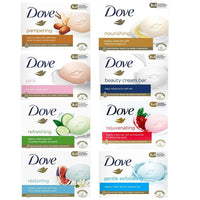 Dove Bar Soap Variety Pack of 8 - Nourishing, Refreshing, Exfoliating, Rejuvenating, Restore, Shea Butter, White, Pink - Gentle Skin Cleanser - 90g EasyOptionXY LLC